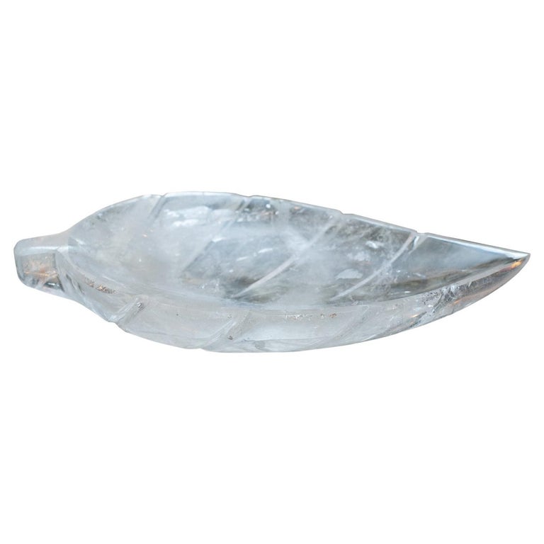 CONTEMPORARY CARVED ROCK CRYSTAL LEAF BOWL