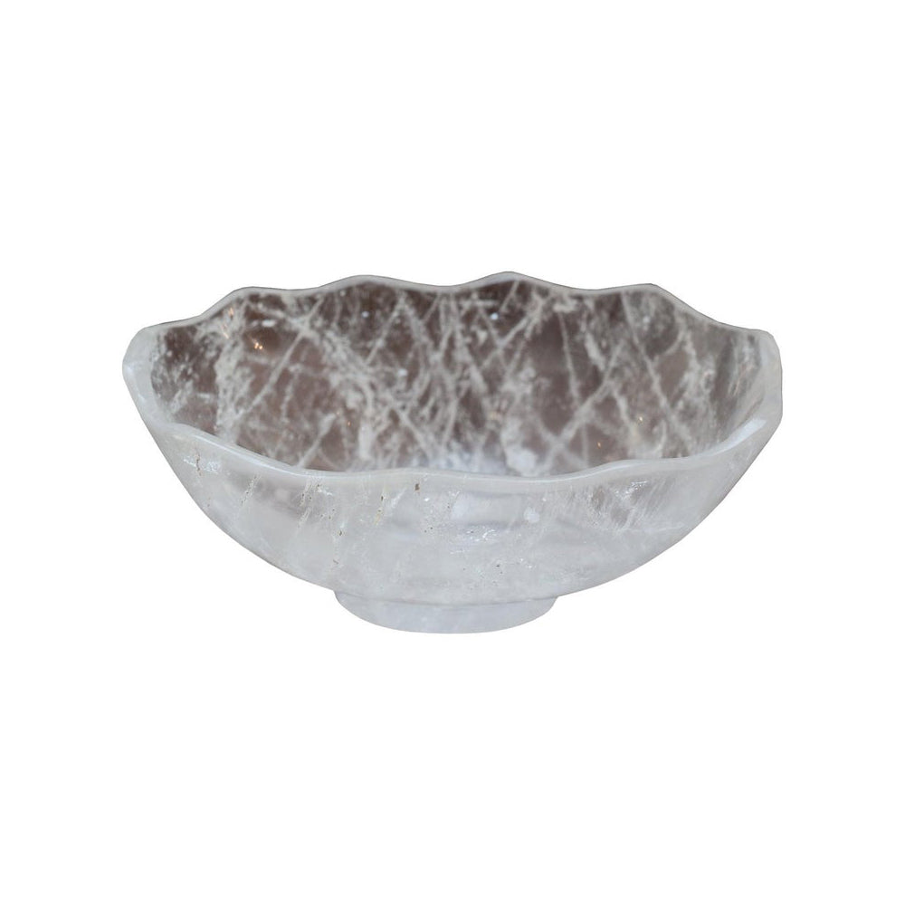 CONTEMPORARY SMALL SCALLOPED ROCK CRYSTAL BOWL WITH FOOT