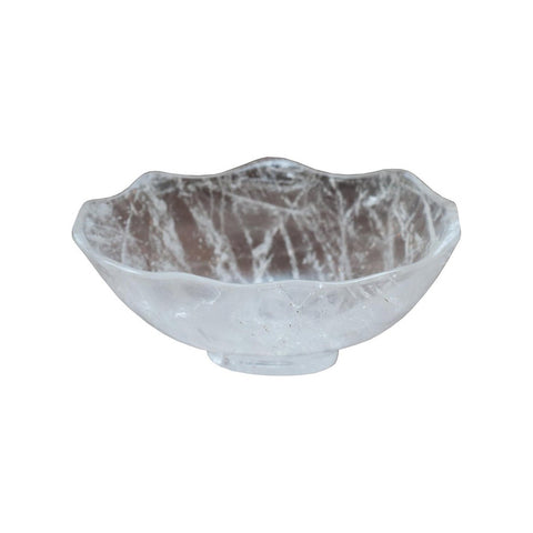CONTEMPORARY SMALL SCALLOPED ROCK CRYSTAL BOWL WITH FOOT