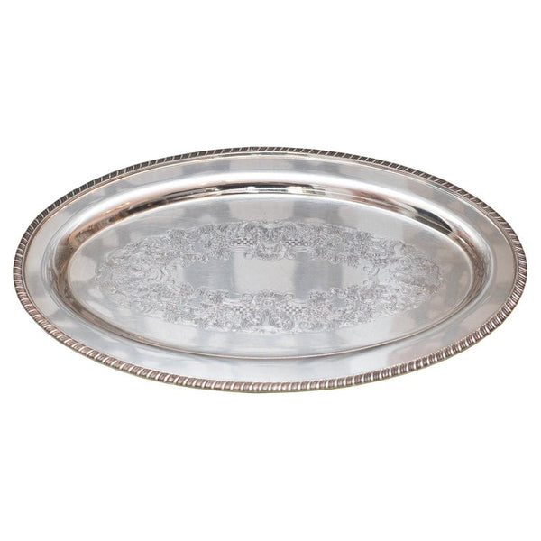 ANTIQUE SHEFFIELD REPRODUCTION SILVER PLATE OVAL SERVING TRAY