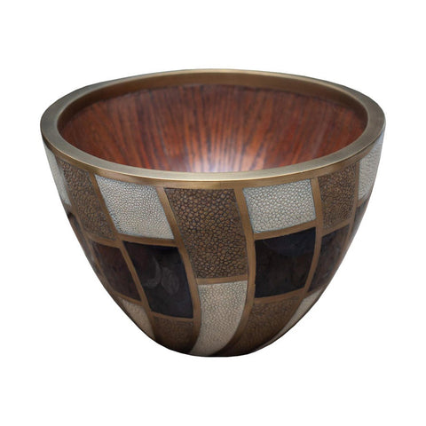 CONTEMPORARY R & Y AUGOUSTI BOWL WITH INLAID SHAGREEN, PENSHELL AND BRASS