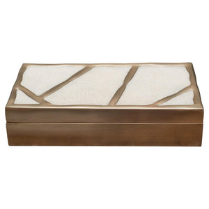 CONTEMPORARY KIFU PARIS BRASS BOX WITH CREME SHAGREEN INLAY