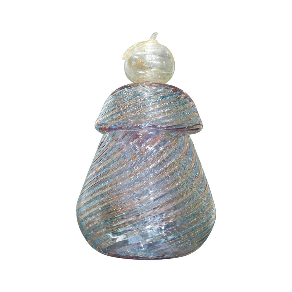 CONTEMPORARY BLUE, PINK, AND GOLD MURANO GLASS COOKIE JAR BY GABRIELE URBAN
