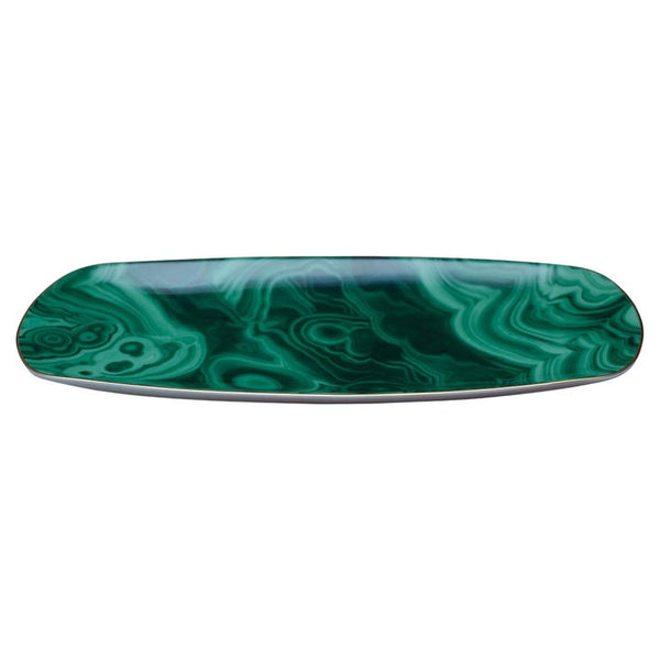 CONTEMPORARY MALACHITE PATTERN PORCELAIN TRAY WITH GILDING