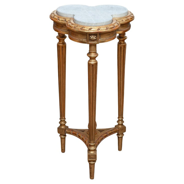 ANTIQUE FRENCH NAPOLEON III TREFOIL GILTWOOD TABLE WITH NEW MARBLE TOP