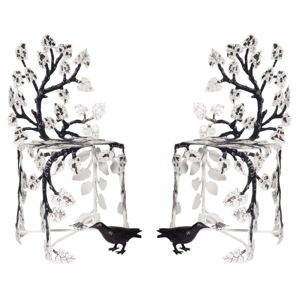 PAIR OF CONTEMPORARY SCULPTURAL METAL WINTER CHAIRS, JOY DE ROHAN CHABOT