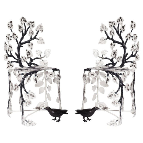 PAIR OF CONTEMPORARY SCULPTURAL METAL WINTER CHAIRS, JOY DE ROHAN CHABOT