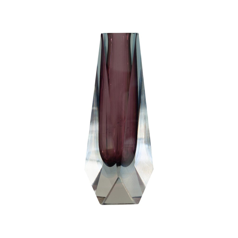 MID CENTURY MURANO "SOMMERSO" VASE IN CLEAR AND PURPLE BY FLAVIO POLI