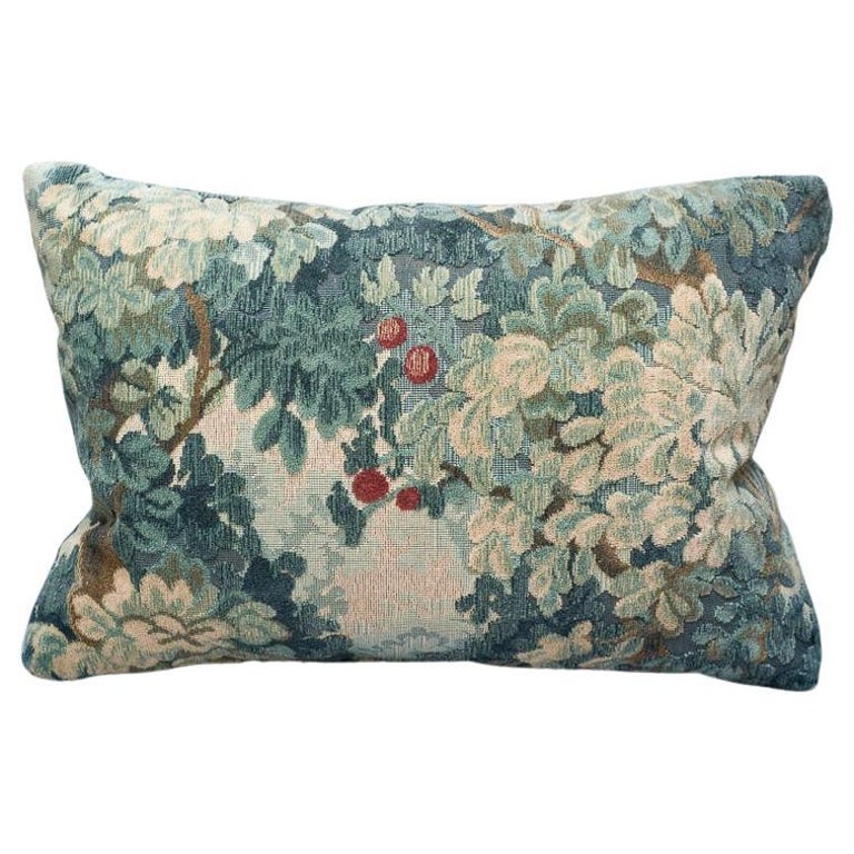 STUDIO MAISON NURITA COLONY "MARLY" BLUE LINEN VELVET VEDURE TAPESTRY PILLOW