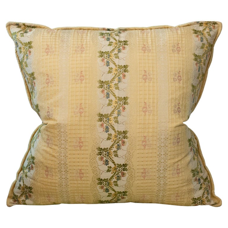 STUDIO MAISON NURITA YELLOW DOCUMENT PRINT FLORAL BROCADE PILLOW