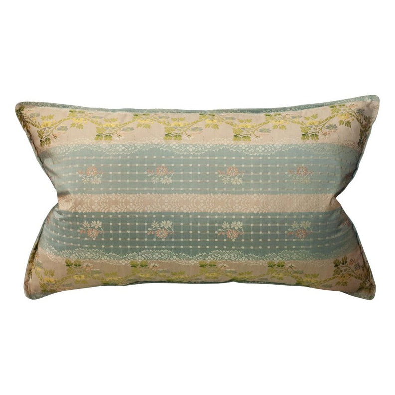 STUDIO MAISON NURITA SOFT BLUE DOCUMENT PRINT FLORAL BROCADE PILLOW