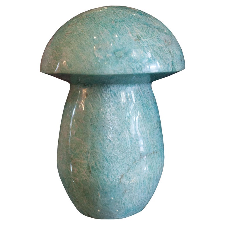 CONTEMPORARY LARGE HAND CARVED AMAZONITE MUSHROOM SCULPTURE