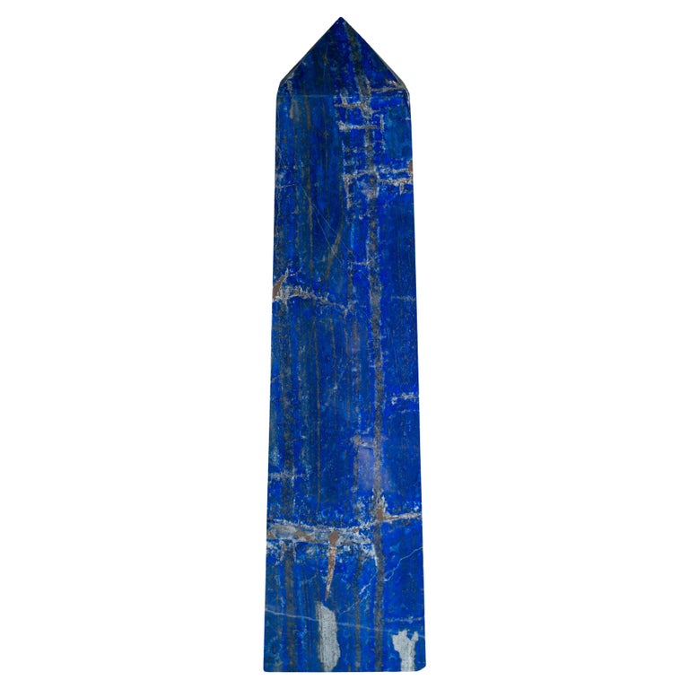 CONTEMPORARY GRAND SCALE VIVID BLUE LAPIS LAZULI STONE OBELISK