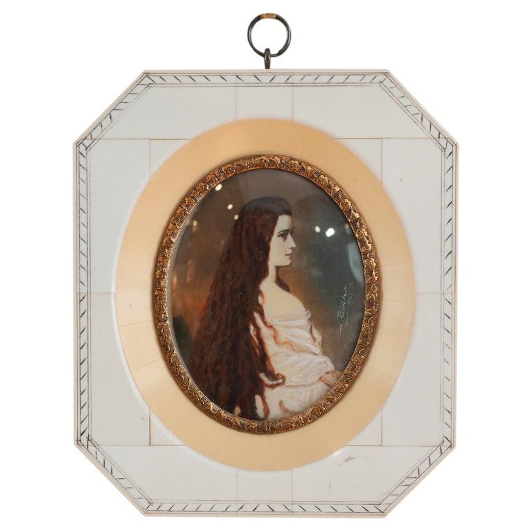 ANTIQUE MINIATURE PORTRAIT OF EMPRESS ELISABETH OF AUSTRIA