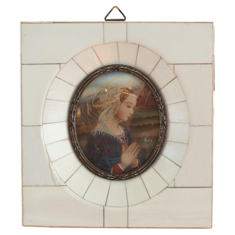 ANTIQUE MINIATURE PORTRAIT OF MADONNA