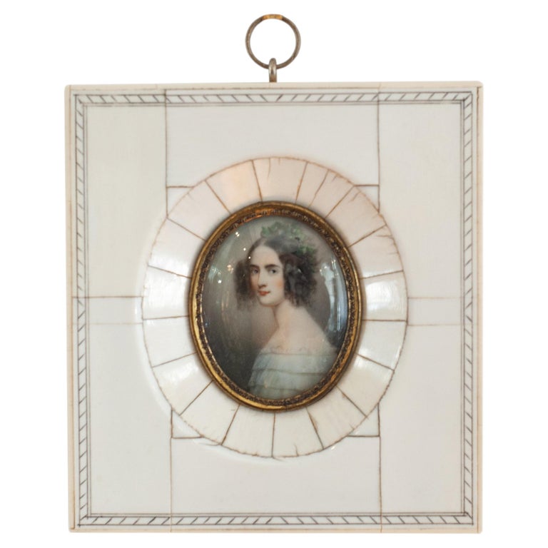 ANTIQUE MINIATURE PORTRAIT OF PRINCESS ALEXANDRA OF BAVARIA