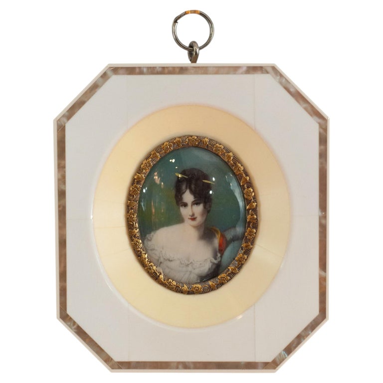 ANTIQUE MINIATURE PORTRAIT OF JULIETTE RÉCAMIER