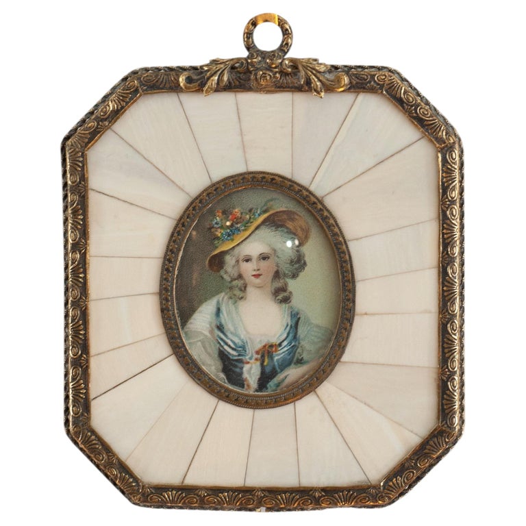 ANTIQUE MINIATURE PORTRAIT OF ÉLISABETH OF FRANCE