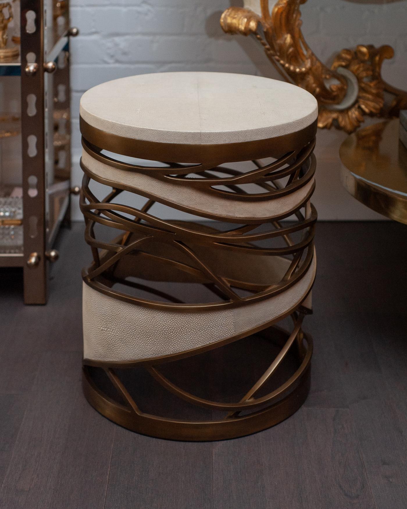 CONTEMPORARY KIFU PARIS SHAGREEN GALAXY STOOL / SIDE TABLE