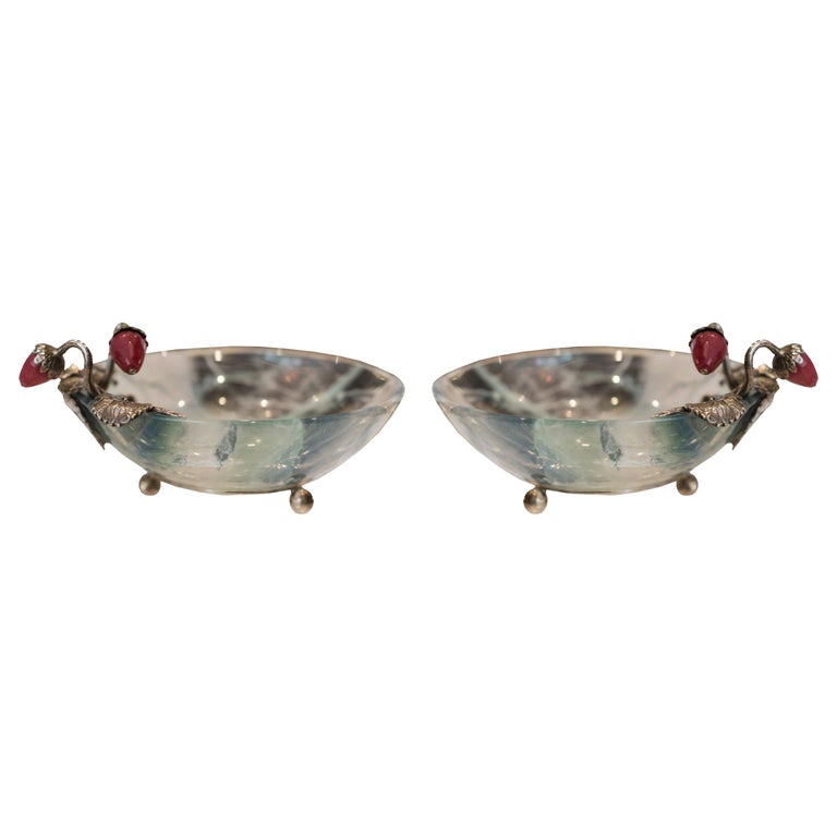 CONTEMPORARY PAIR OF JEWELLED FLUORITE BOWLS, PESTELLI