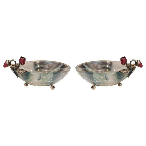 CONTEMPORARY PAIR OF JEWELLED FLUORITE BOWLS, PESTELLI