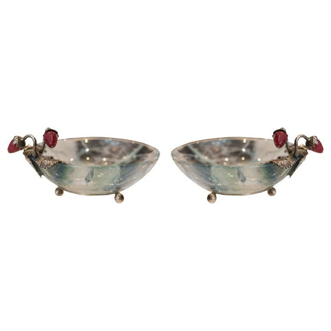 CONTEMPORARY PAIR OF JEWELLED FLUORITE BOWLS, PESTELLI