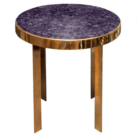 PAIR OF STUDIO MAISON NURITA AMETHYST & BRASS TABLE