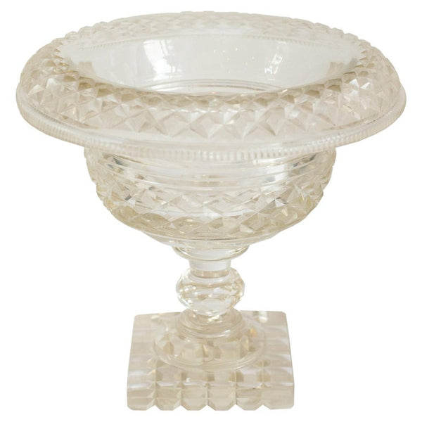 ANTIQUE IRISH CUT CRYSTAL BOWL WITH ROLLED EDGE