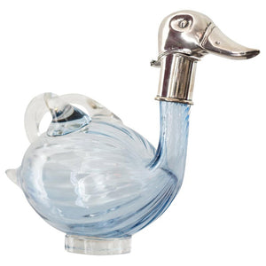 MID-CENTURY GLASS & STERLING SILVER DUCK DECANTER