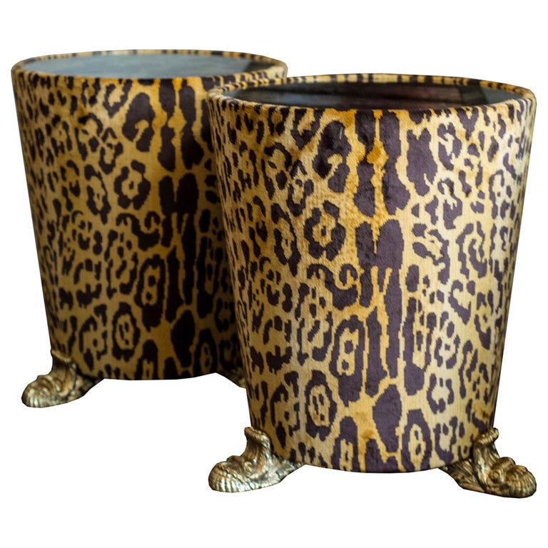 PAIR OF STUDIO MAISON NURITA LEOPARD VELVET SIDE TABLE