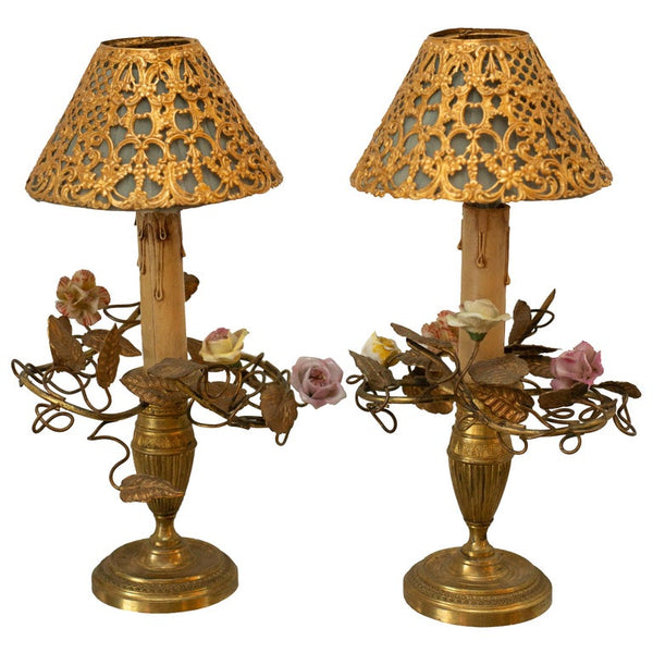 ANTIQUE FRENCH PAIR OF BRONZE LAMPS