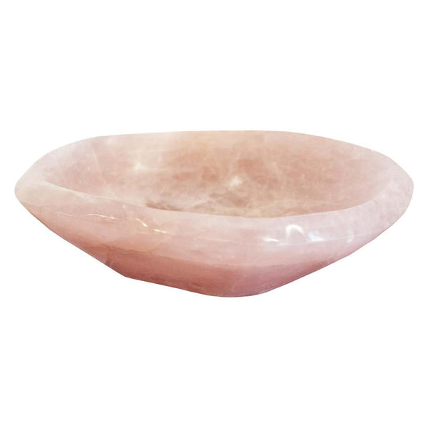 CONTEMPORARY LARGE AND THICK ROSE QUARTZ BOWL