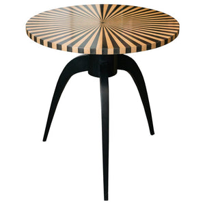 CONTEMPORARY SATINWOOD TABLE WITH BLACK LEGS