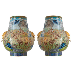 PAIR OF ANTIQUE CHINESE CLOISONNÉ URN