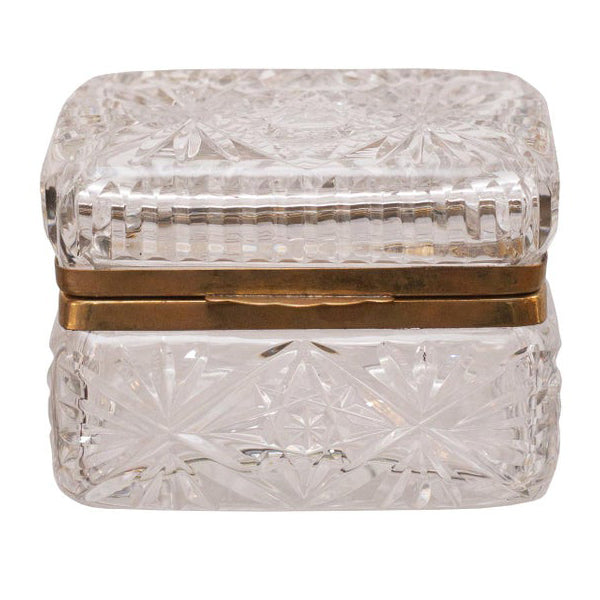 ANTIQUE CUT CRYSTAL BOX WITH BRONZE MOUNTS