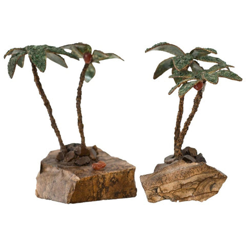 CONTEMPORARY PAIR OF SEMI-PRECIOUS TIGER'S EYE PALM TREES