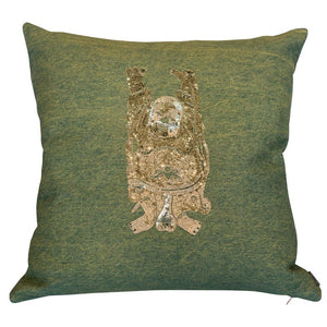 LARGE BUDDHA PILLOW WITH SILVER SEQUINS