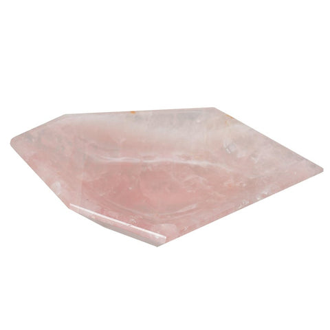 CONTEMPORARY ANGULAR ROSE QUARTZ FACETED BOWL