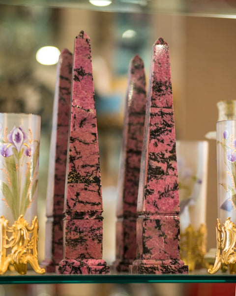 Historically, pairs of Obelisks were placed at the entrances of ancient Egyptian temples symbolizing the Sun God Ra and acting as magical protection. Maison Nurita has a beautiful selection of unique obelisks in a variety of natural stones. 