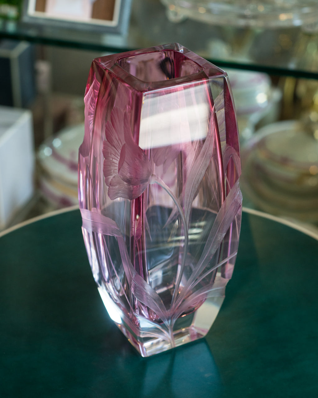 CONTEMPORARY ROSALIN PINK MOSER BLOSSOM VASE