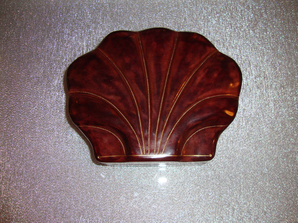 LARGE BURGUNDY LEATHER SHELL BOX