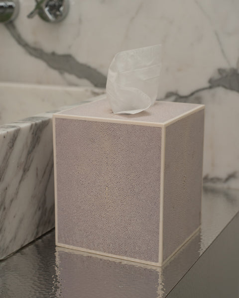 Shagreen Pink Tissue Box with Bone Trim