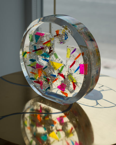 CONTEMPORARY MULTI-COLOURED ACRYLIC SPHERE SCULPTURE