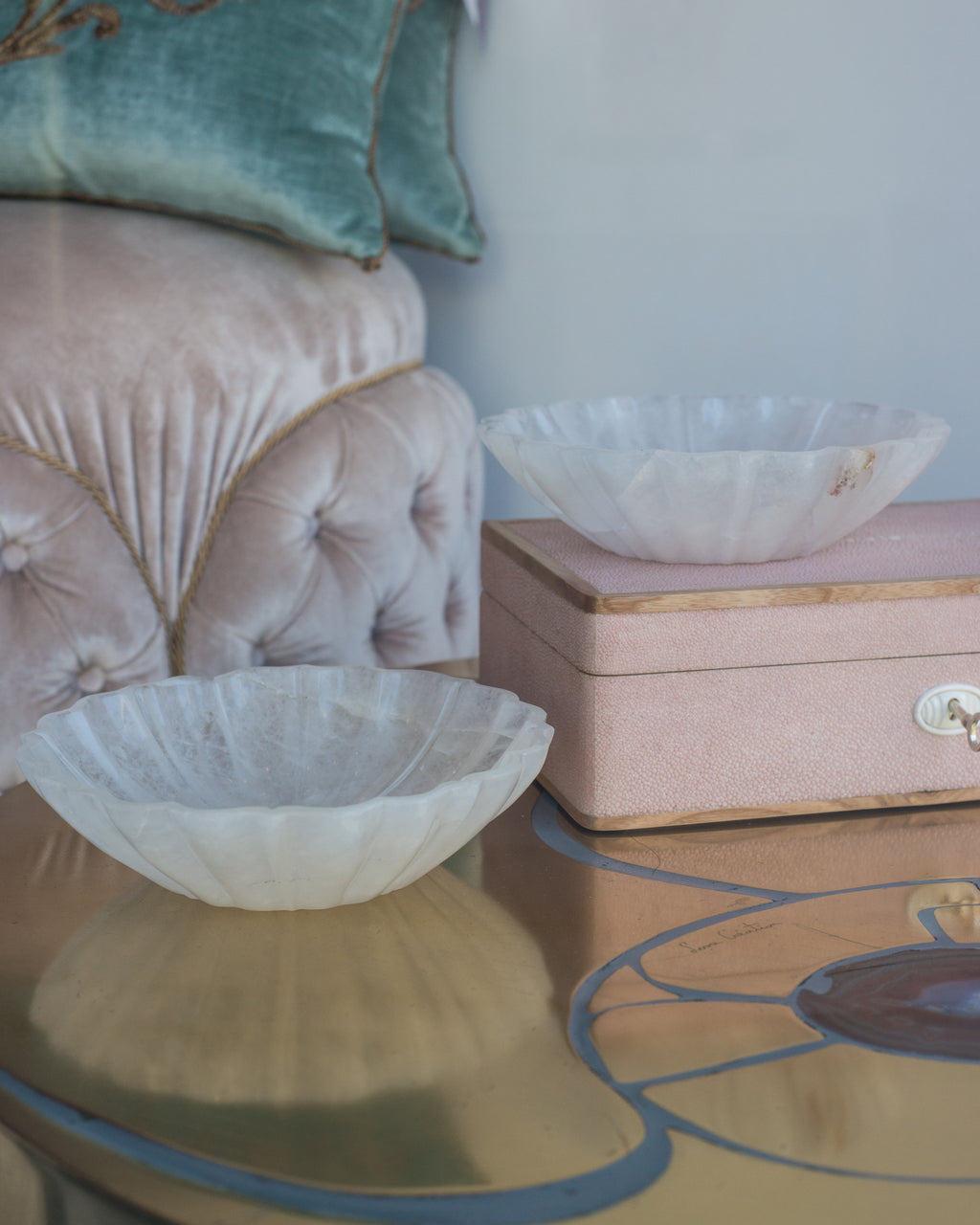 These finely carved Rock Crystal lotus bowls have just been unpacked at Maison Nurita. The lotus flower is an old and significant symbol which represents spiritual enlightenment. This symbol, enhanced with the healing energy of Rock Crystal, invites balance and a sense of calm into one’s home.