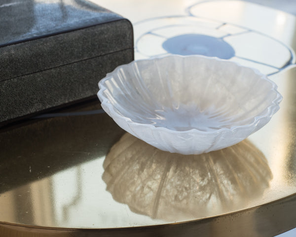 CONTEMPORARY CARVED ROCK CRYSTAL LOTUS BOWL