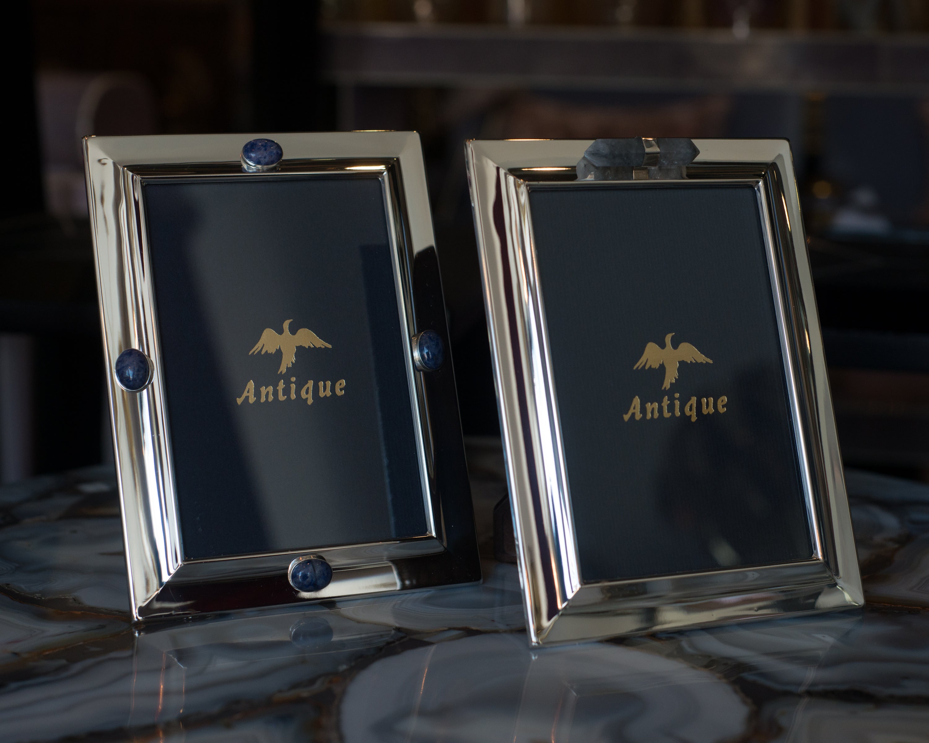 Nurit recently had the pleasure of travelling to Portugal, and the first of her amazing finds has just arrived at Maison Nurita. Each one of these refined Sterling Silver picture frames features a semi-precious stone or sterling silver ornamentation. Even the back is beautifully finished in a burled wood. They make a picture-perfect gift for an engagement, anniversary or any special occasion.