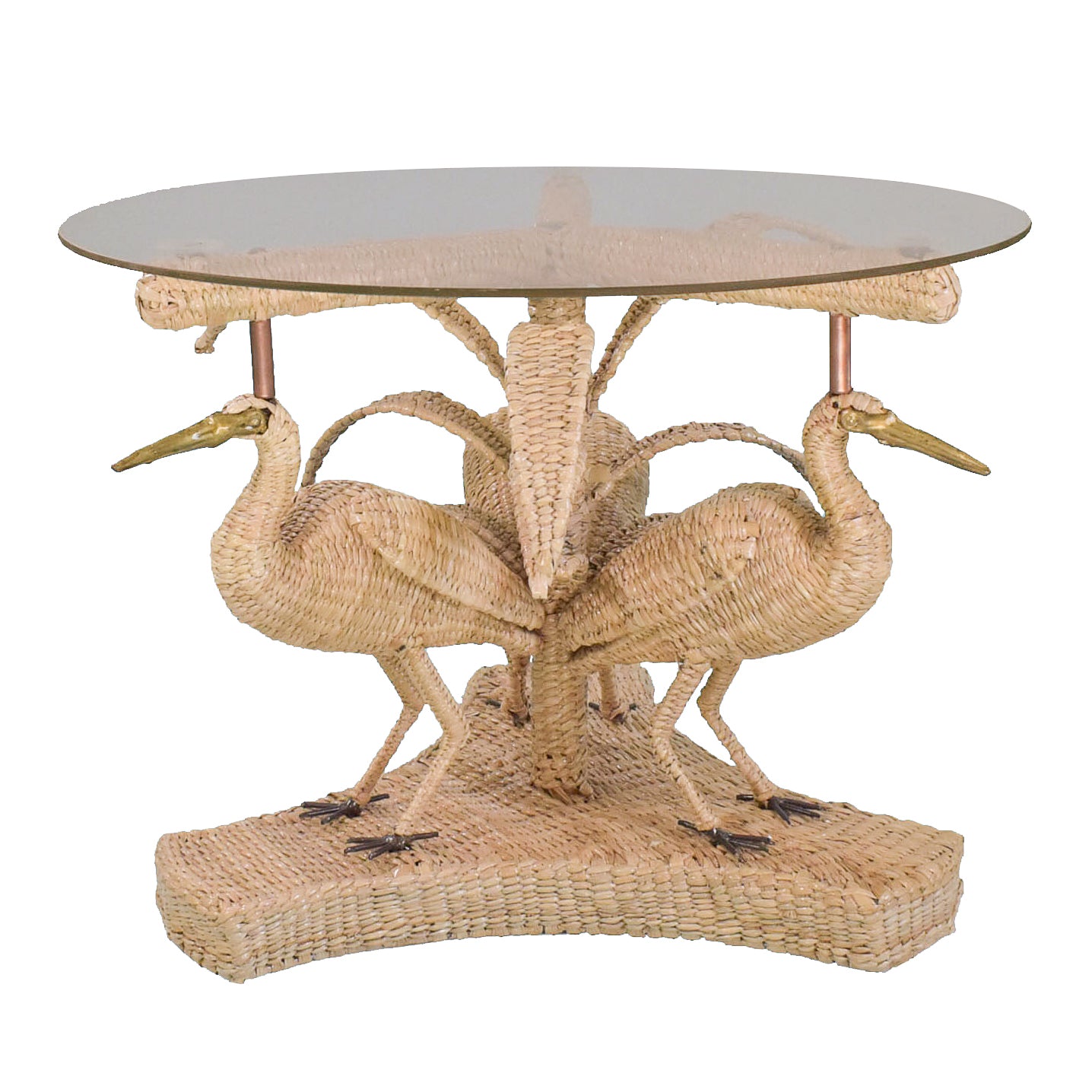 CONTEMPORARY MARIO LOPEZ TORRES WOVEN RATTAN LARGE CRANE TABLE