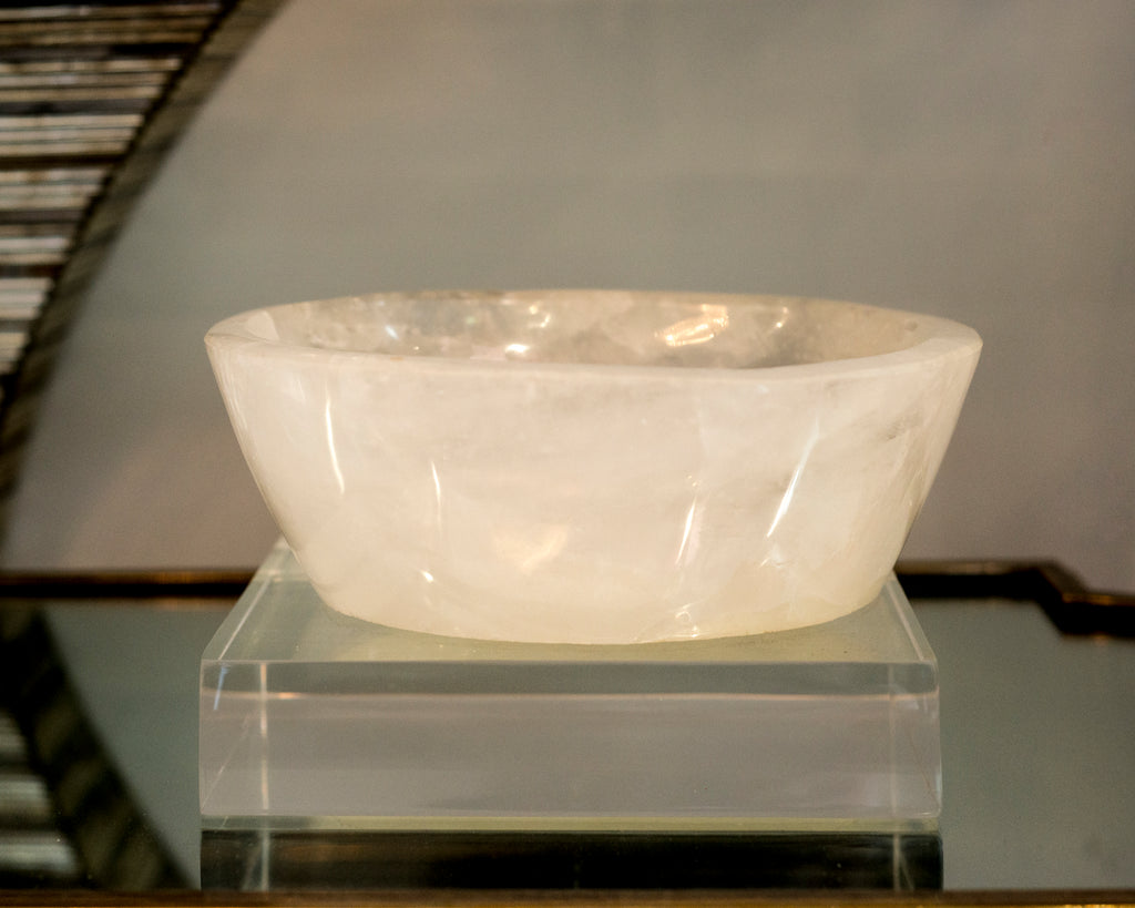 LARGE WHITE ROCK CRYSTAL BOWL