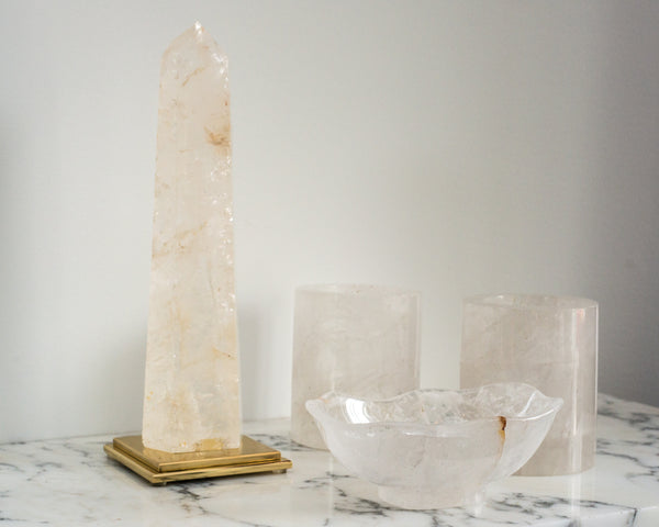 Most votives are poorly constructed. These two thickly cut Rock Crystal contemporary votives are simply, but beautifully made. 