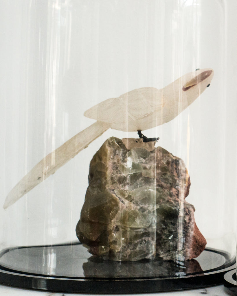 CONTEMPORARY ROCK CRYSTAL BIRD ON A QUARTZ BASE – MAISON NURITA